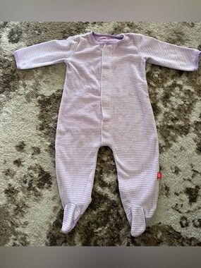 Magnetic Me Lilac & White Striped Footed One-Piece
